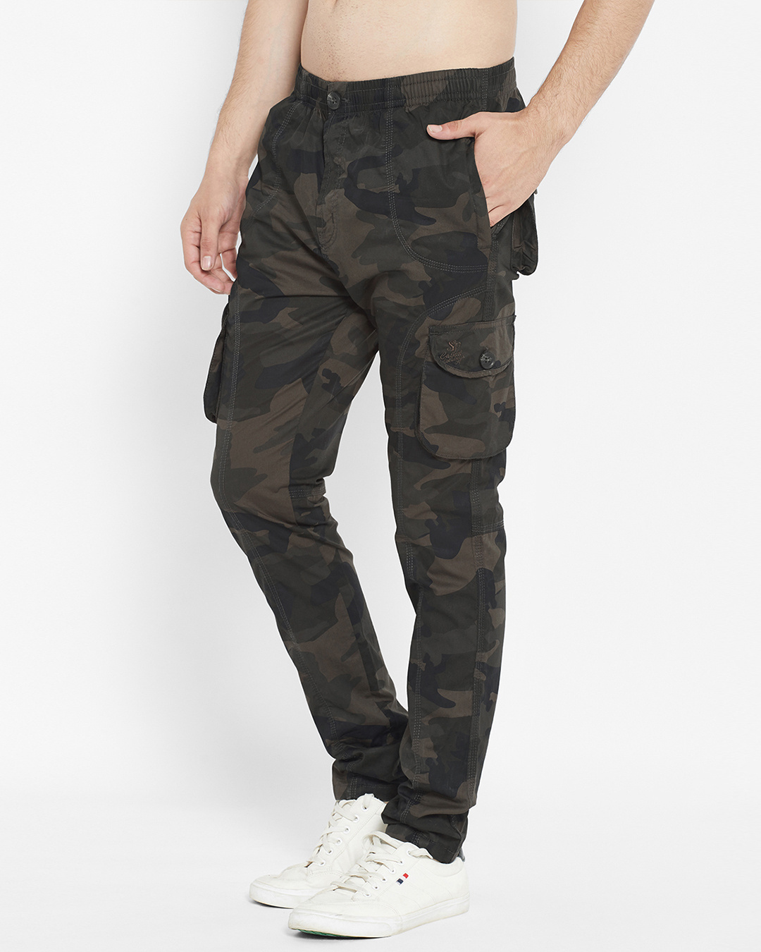 Men's Cargo Pants Cargo Trousers Trousers Camo Pants Leg Drawstring 8  Pocket Print Camouflage Comfort Outdoor Daily Going out 100% Cotton Fashion  Streetwear Yellow camouflage Black 2024 - $29.99