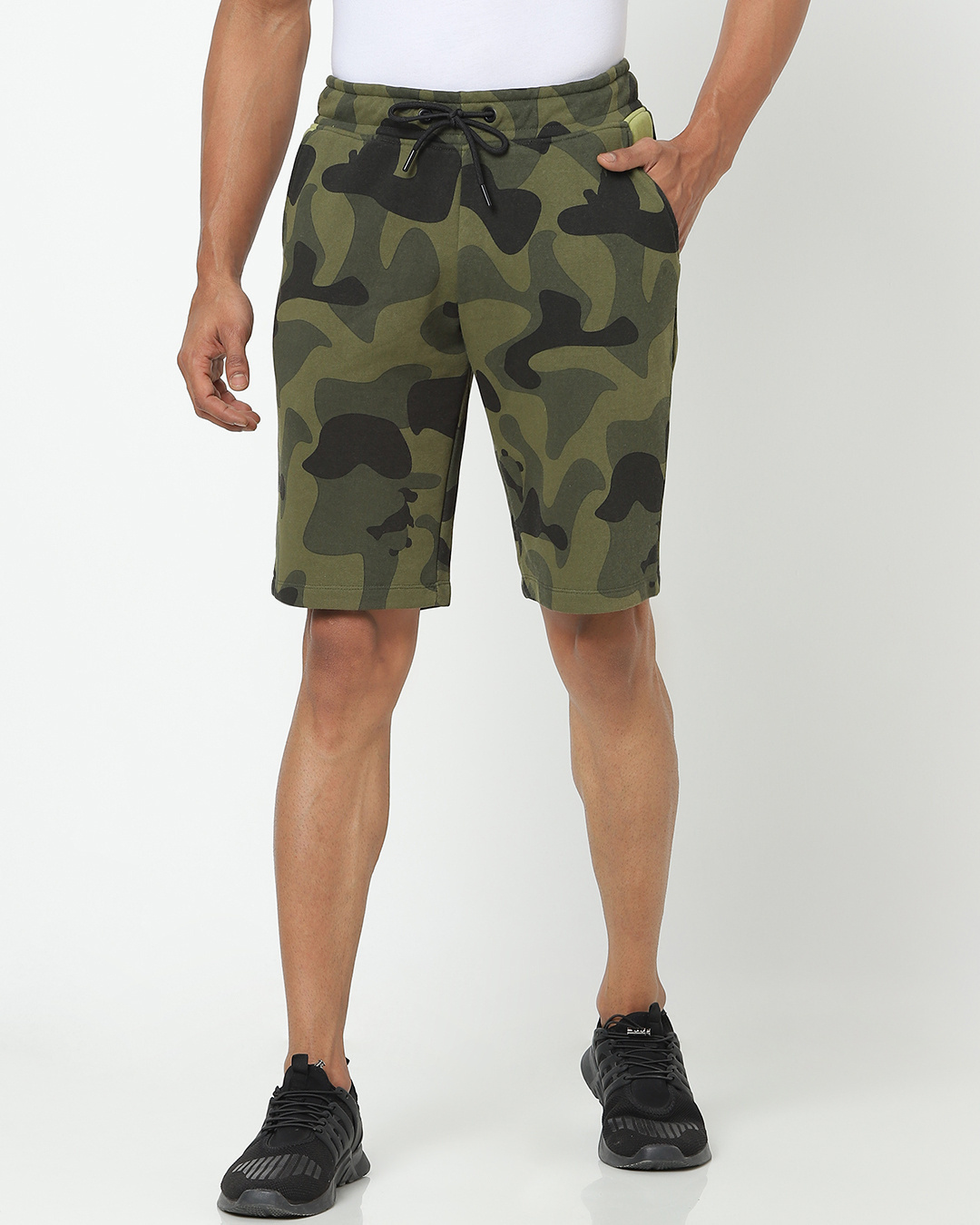 Shop Men's Green Camouflage Shorts-Back