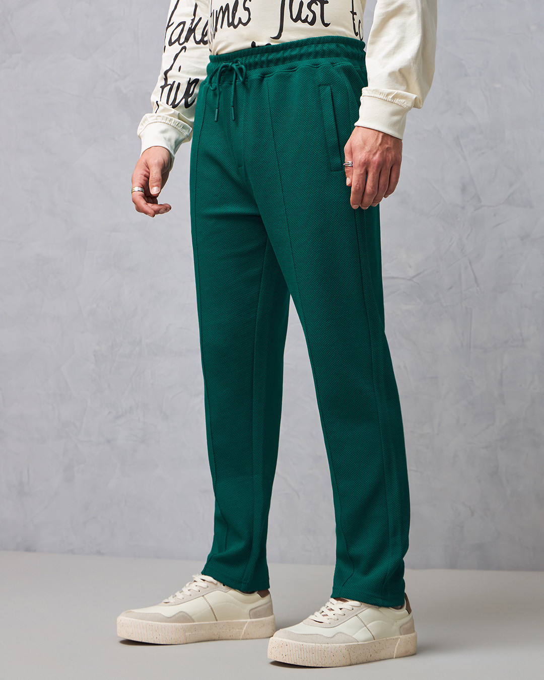 Shop Men's Green Track Pants-Back