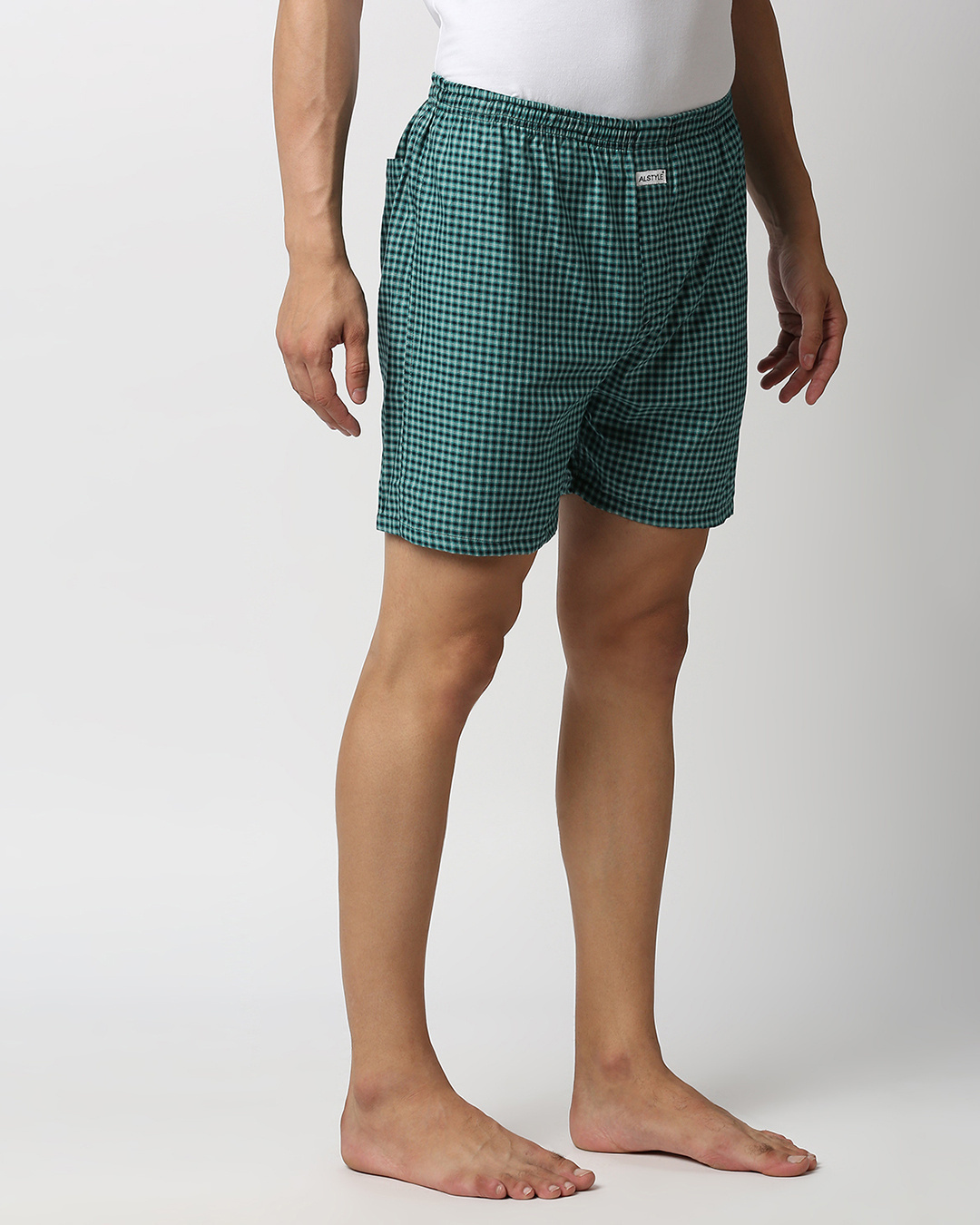 Shop Men's Green Checked Boxers-Back