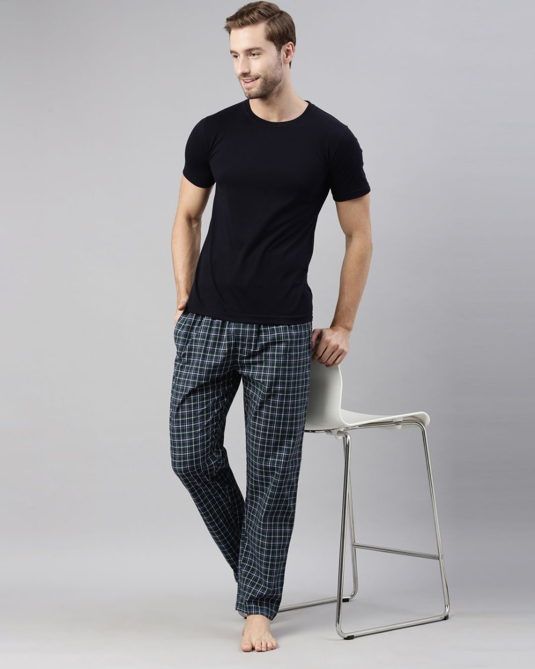 Buy Men's Green Checked Cotton Pyjamas Online in India at Bewakoof