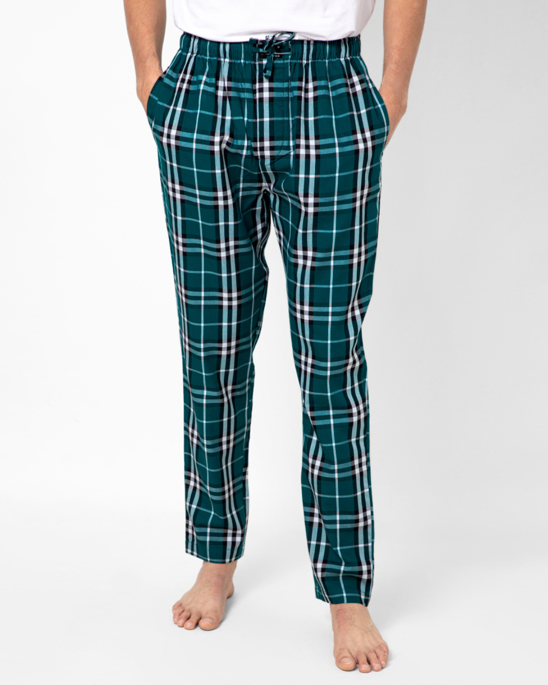 Buy Men's Green Checked Cotton Relaxed Fit Pyjamas Online in India at ...