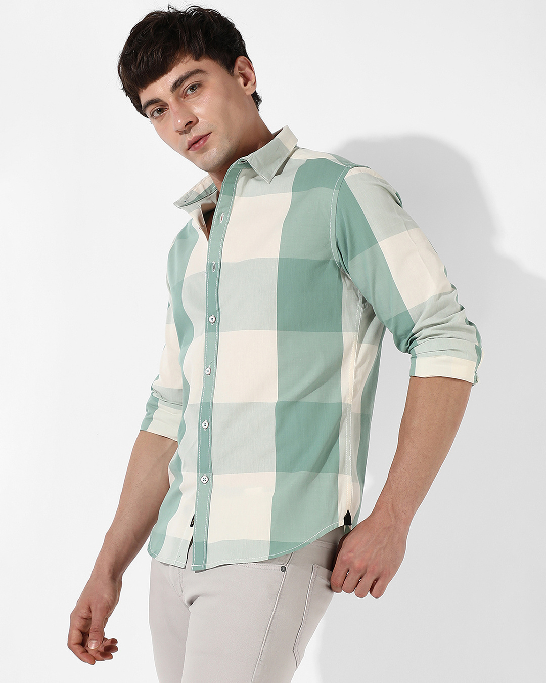 Shop Men's Green Checked Shirt-Back