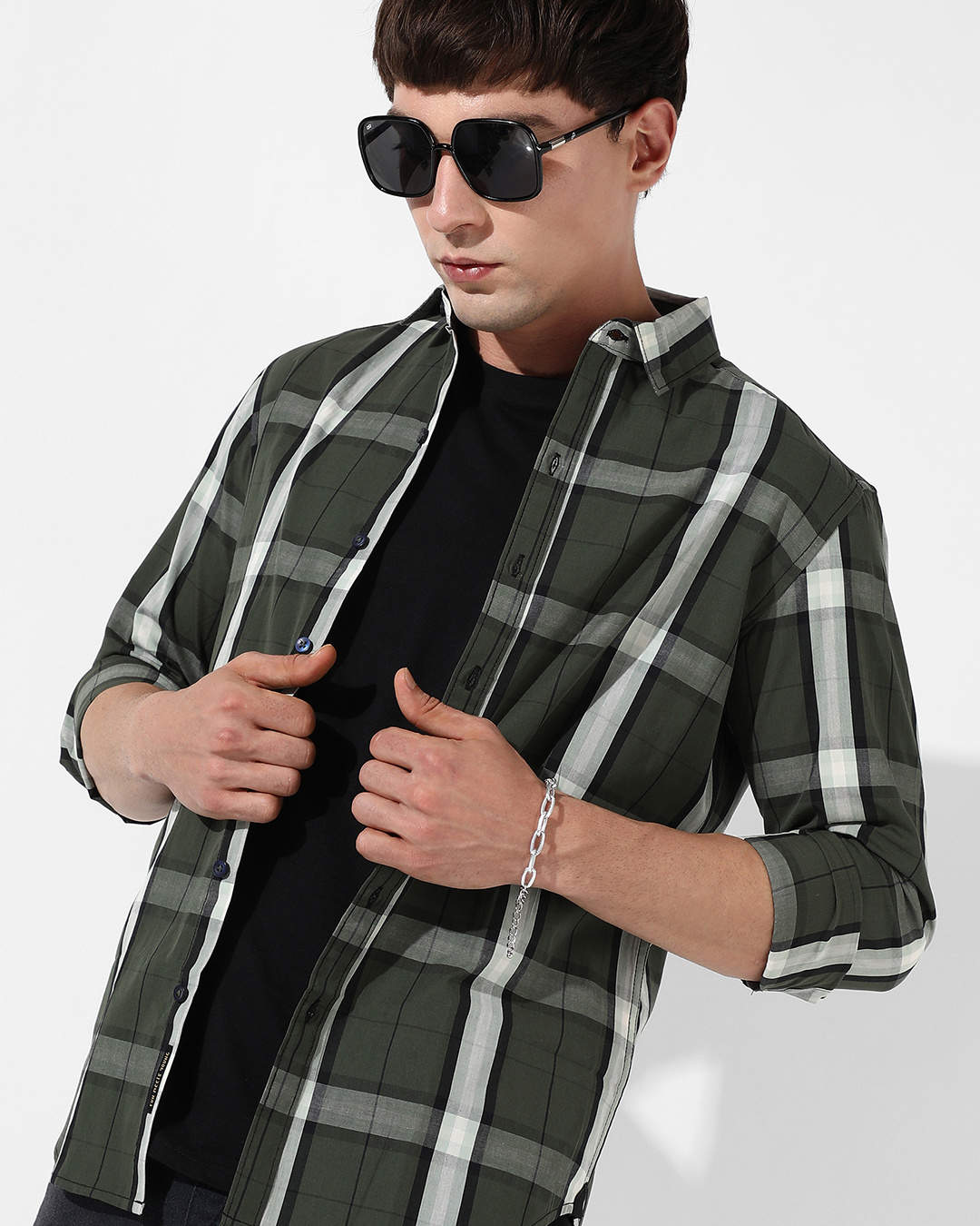 Buy Men's Green Checked Shirt Online at Bewakoof