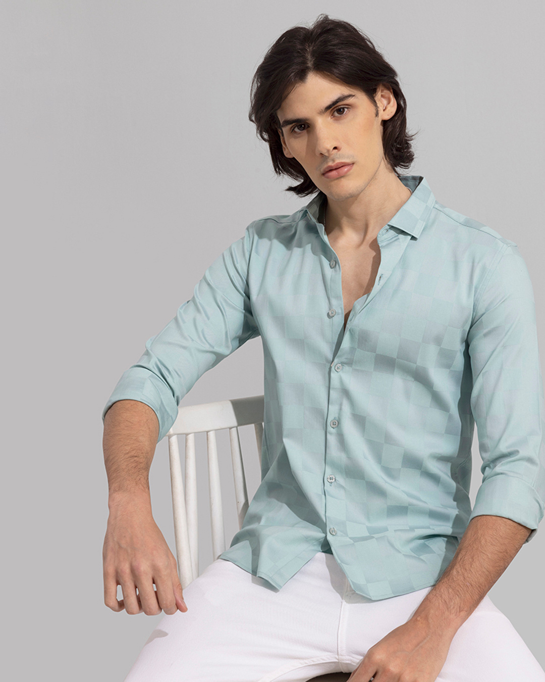 Buy Men's Green Checked Slim Fit Shirt Online at Bewakoof