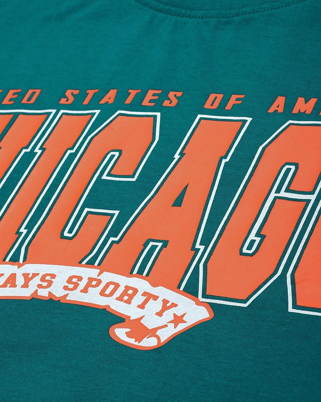 Buy Men's Green Chicago Typography Oversized T-shirt Online at Bewakoof