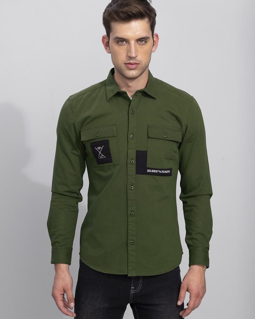 Buy Men's Green Color Block Slim Fit Shirt Online at Bewakoof