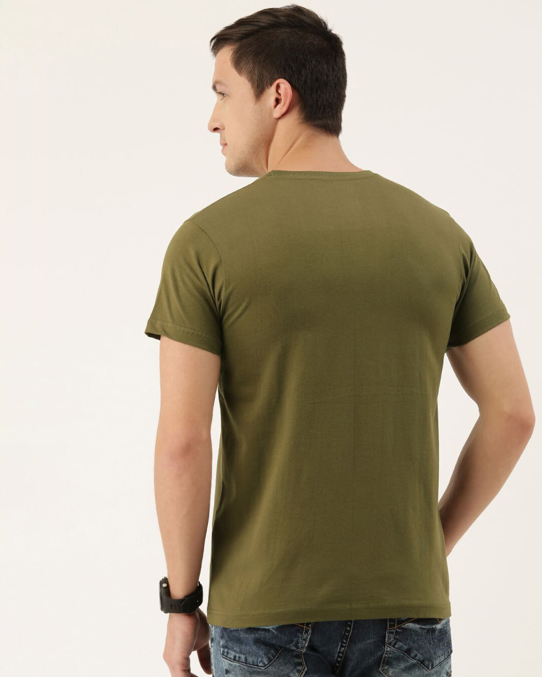 Shop Men's Green Colourblocked T-shirt-Back