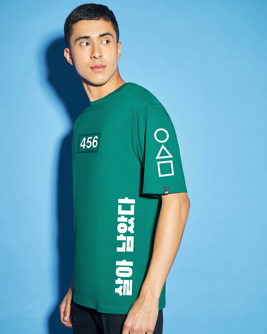 Shop Men's Green Contestants Graphic Printed Oversized T-shirt-Back