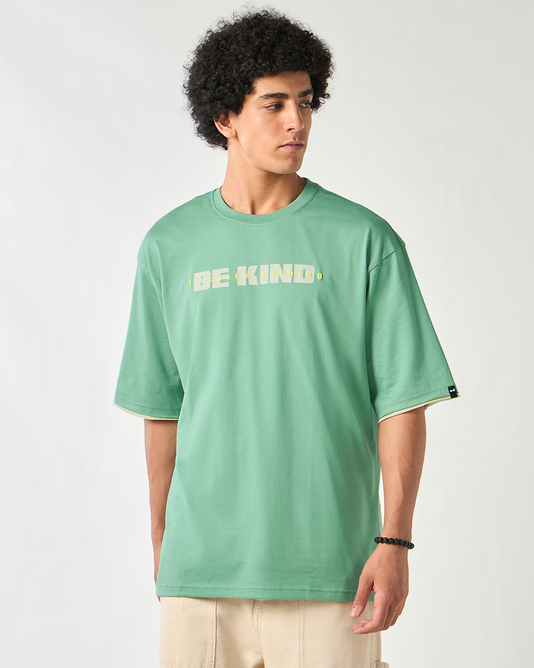 Shop Men's Green Costs Typography Super Loose Fit T-shirt-Back