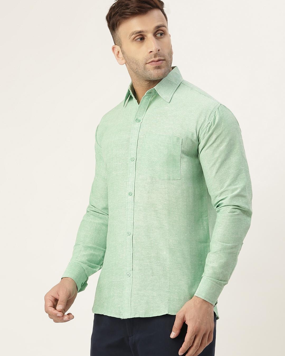 Shop Men's Green Cotton Shirt-Back