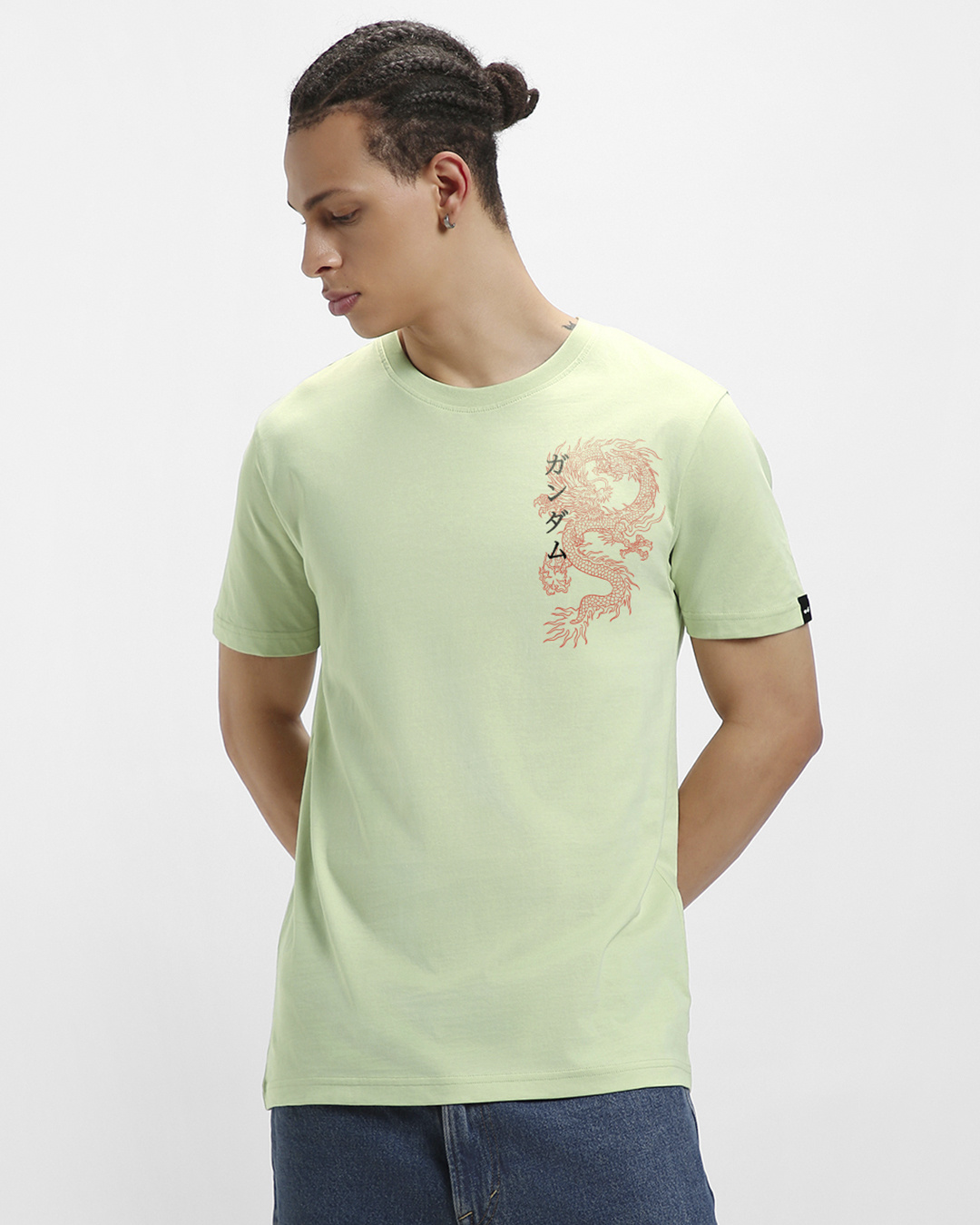 Shop Men's Green Cyber Samurai Graphic Printed T-shirt-Back
