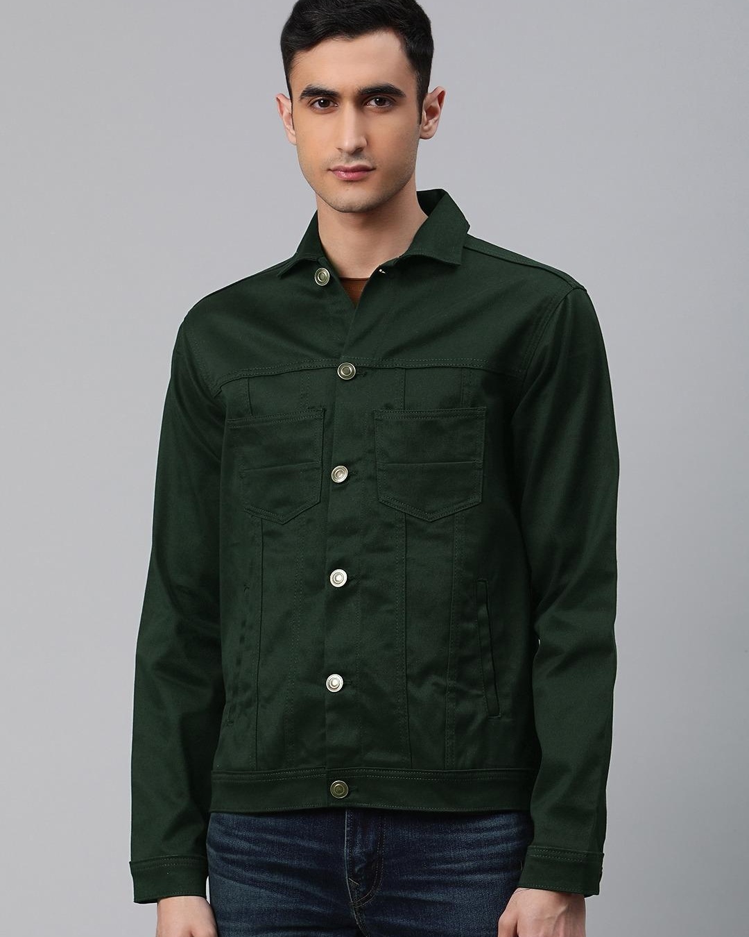 Buy Men's Green Denim Jacket Online at Bewakoof