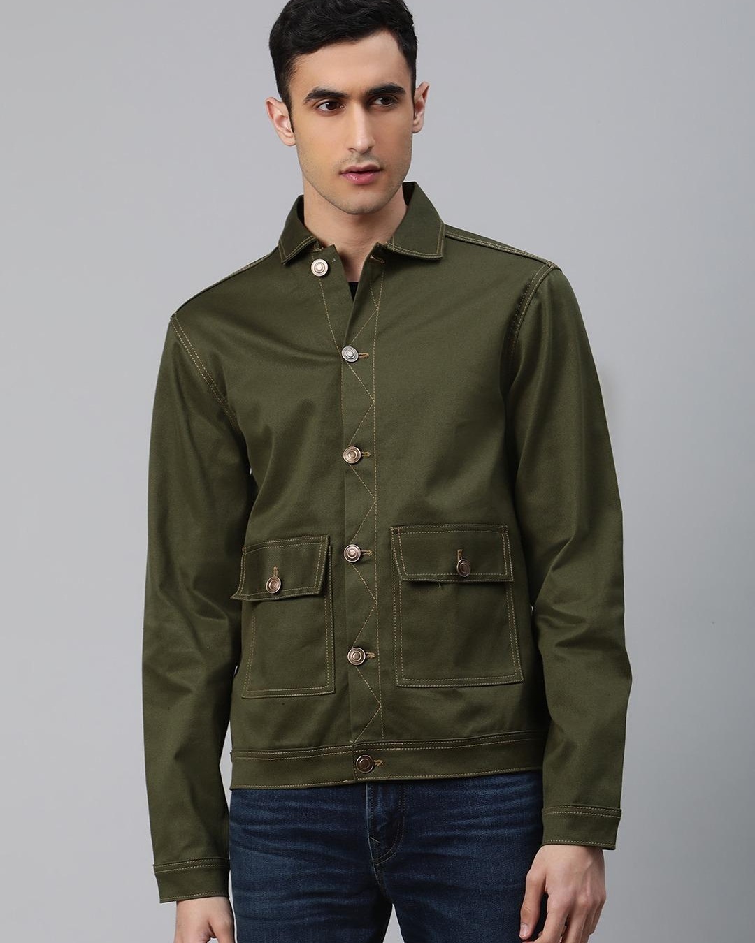 Buy Men's Green Denim Jacket Online at Bewakoof