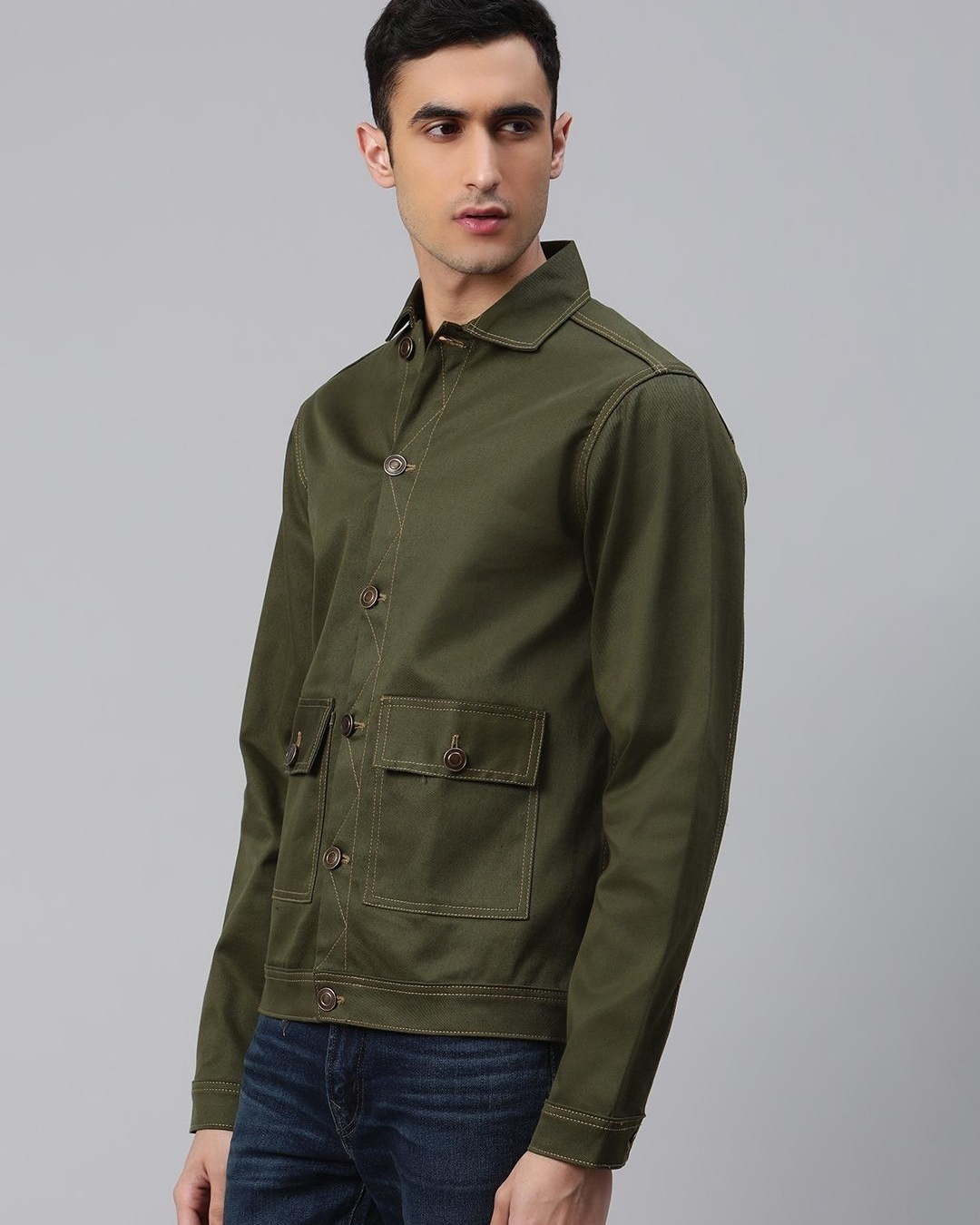 Buy Men's Green Denim Jacket Online at Bewakoof