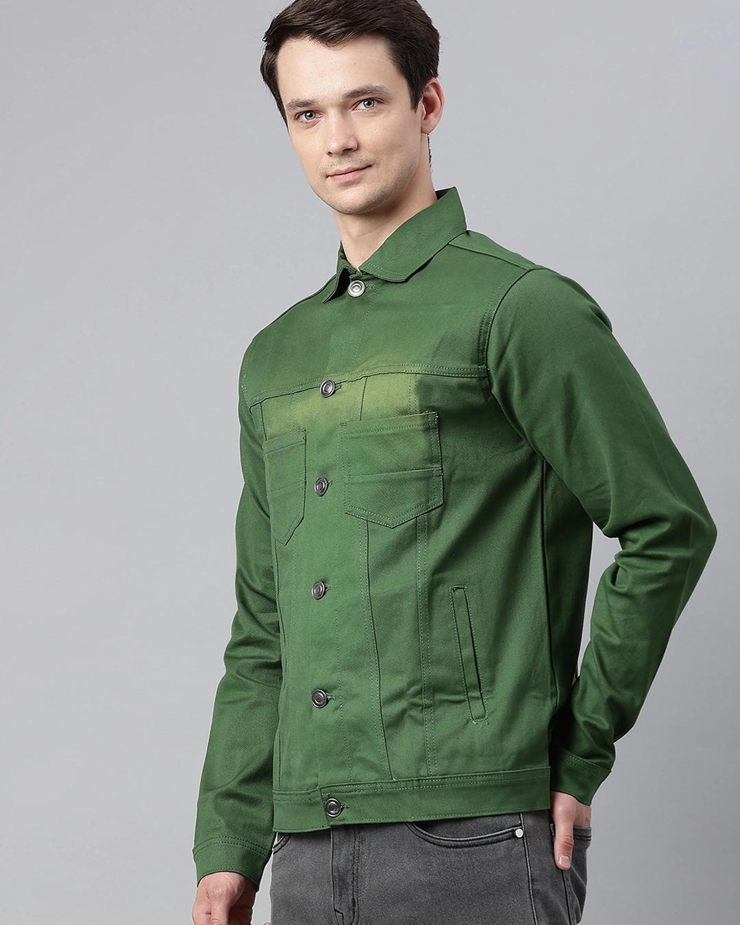 Buy Men's Green Denim Jacket Online at Bewakoof