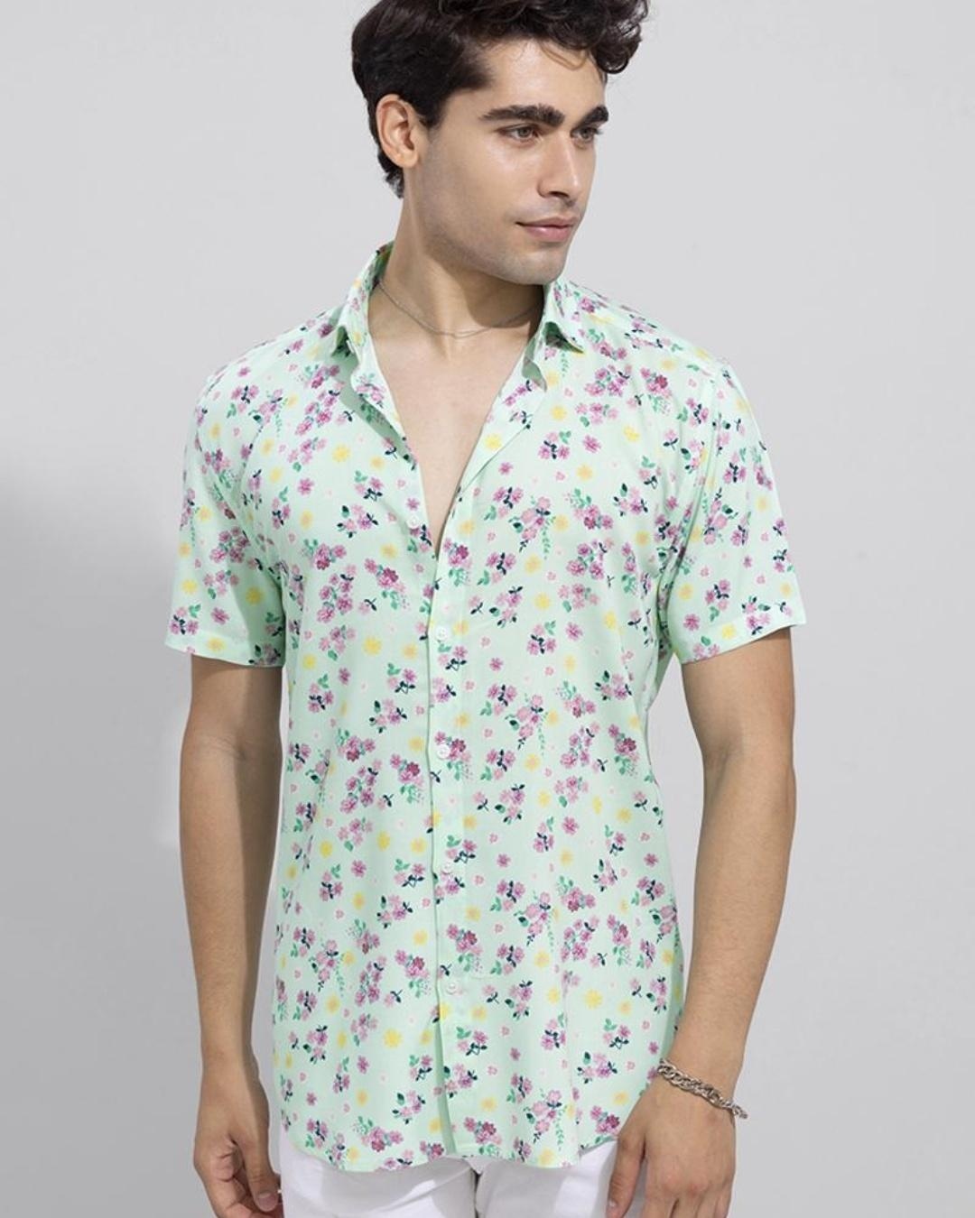 Buy Men's Green Dreamy Cloud Floral Printed Slim Fit Shirt Online at ...