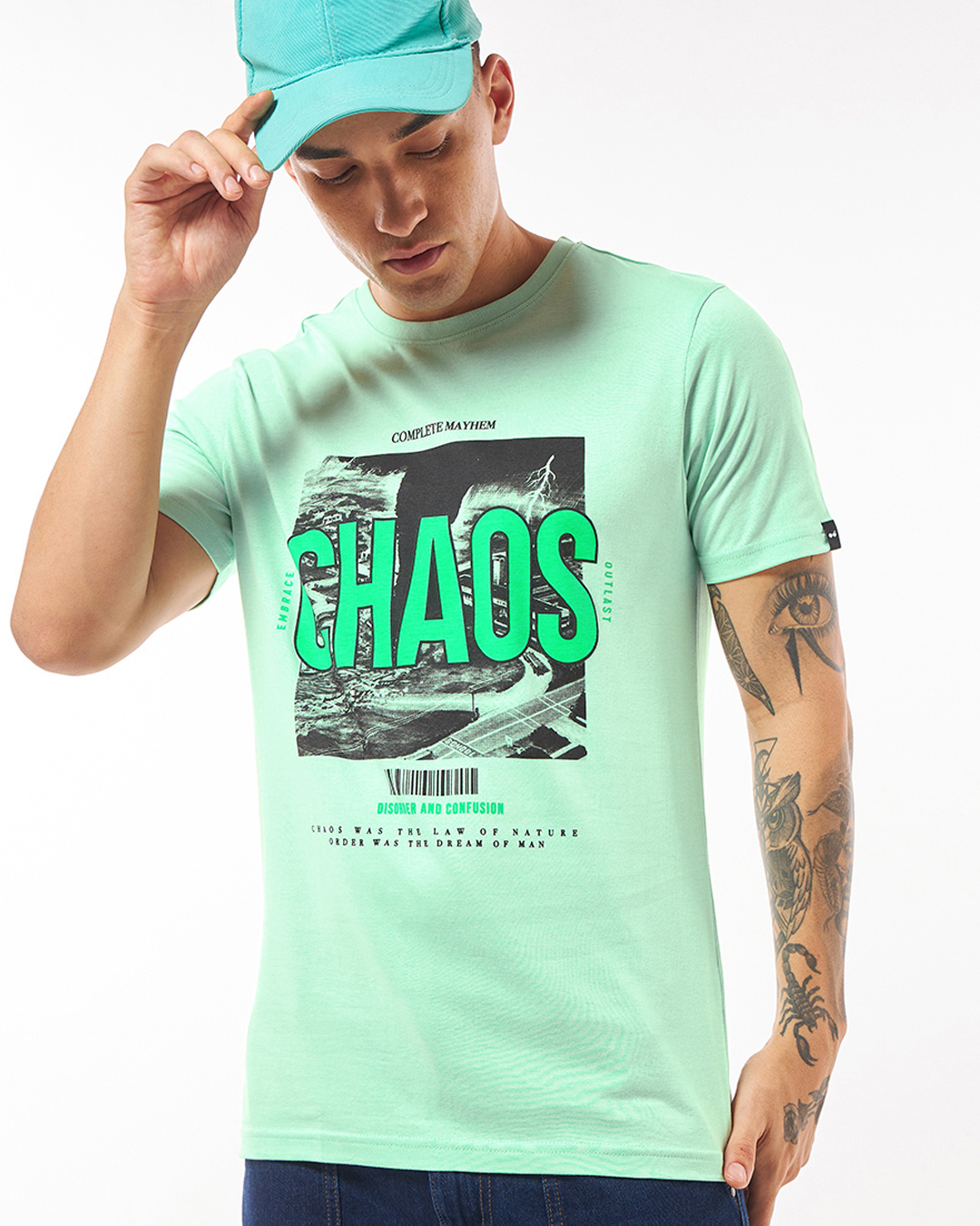 'We're Into Chaos' T-Shirt in Grey main image 1