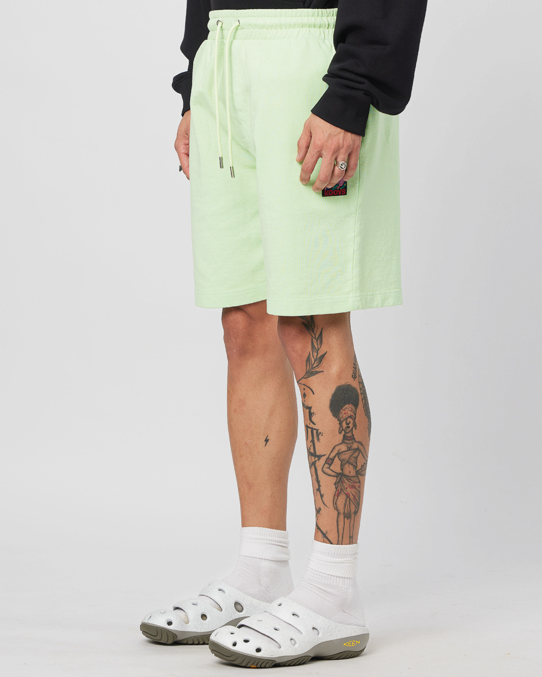 Shop Men's Green Embroidered Shorts-Back