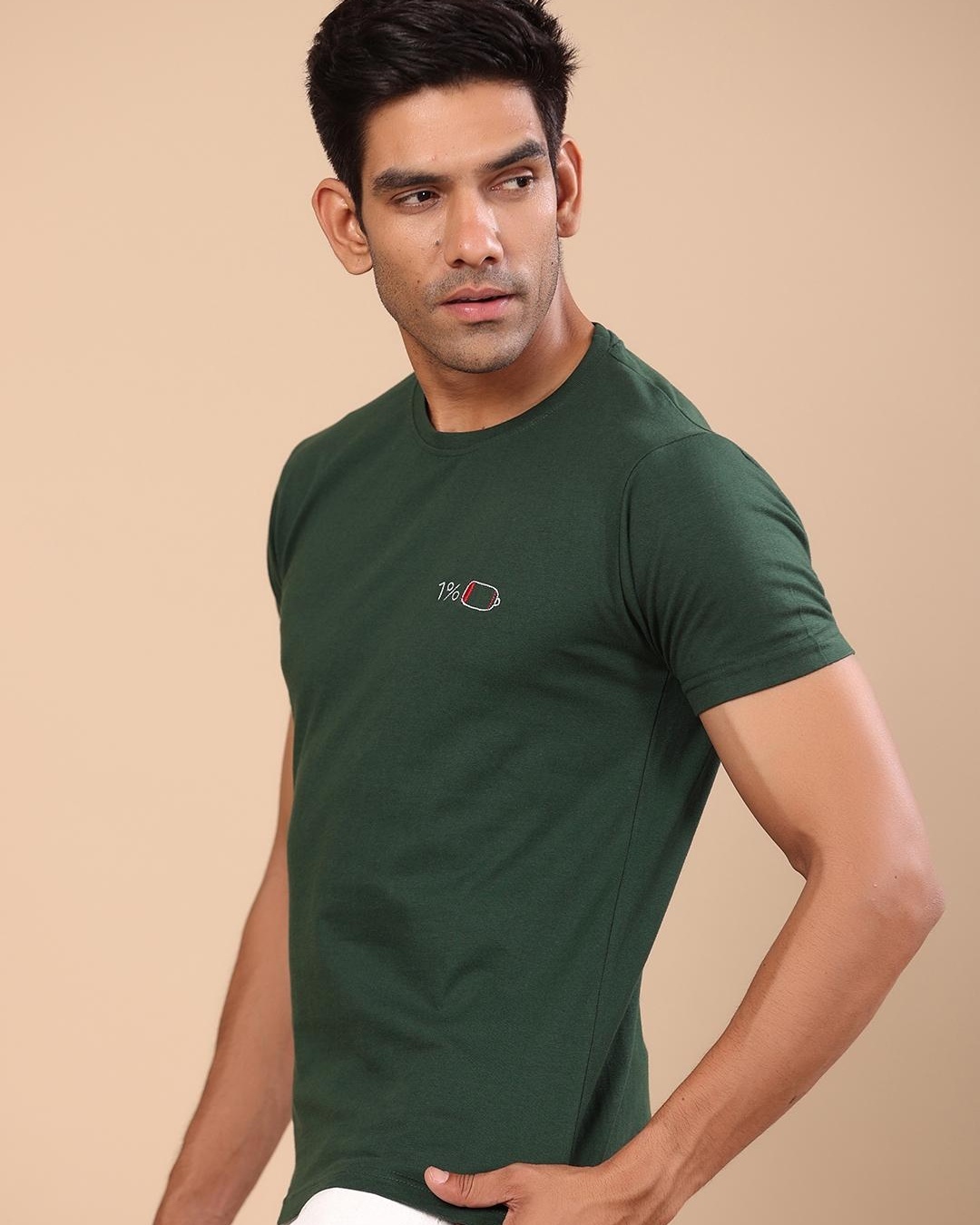 Shop Men's Green Embroidered T-shirt-Back