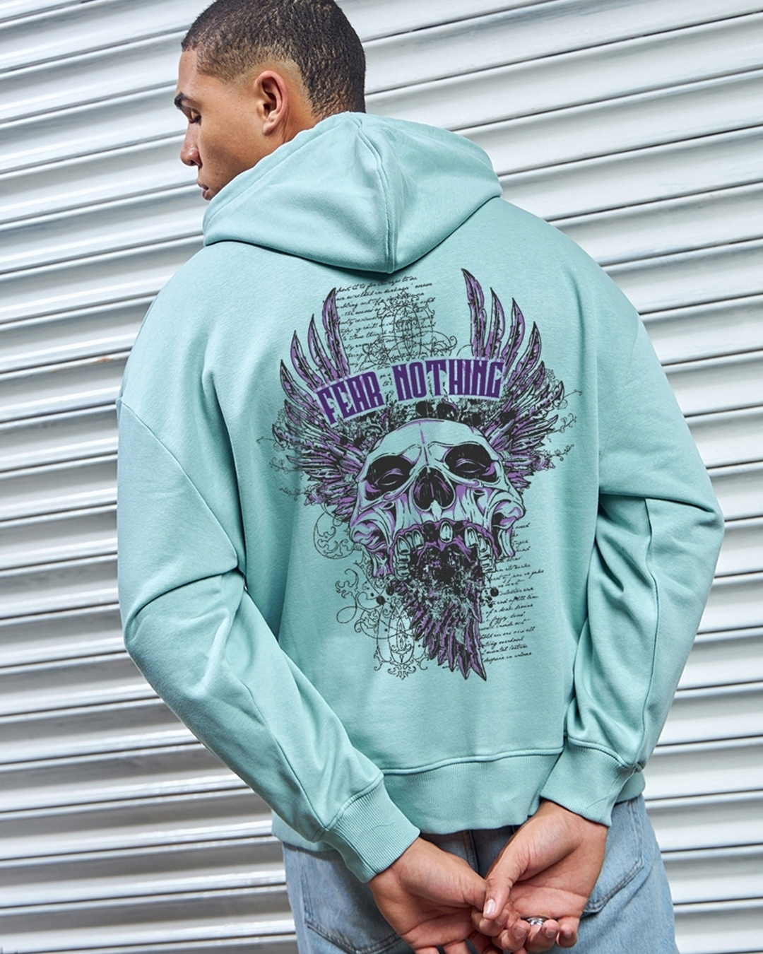 Buy Men's Green Fear Nothing Graphic Printed Oversized Hoodies Online ...