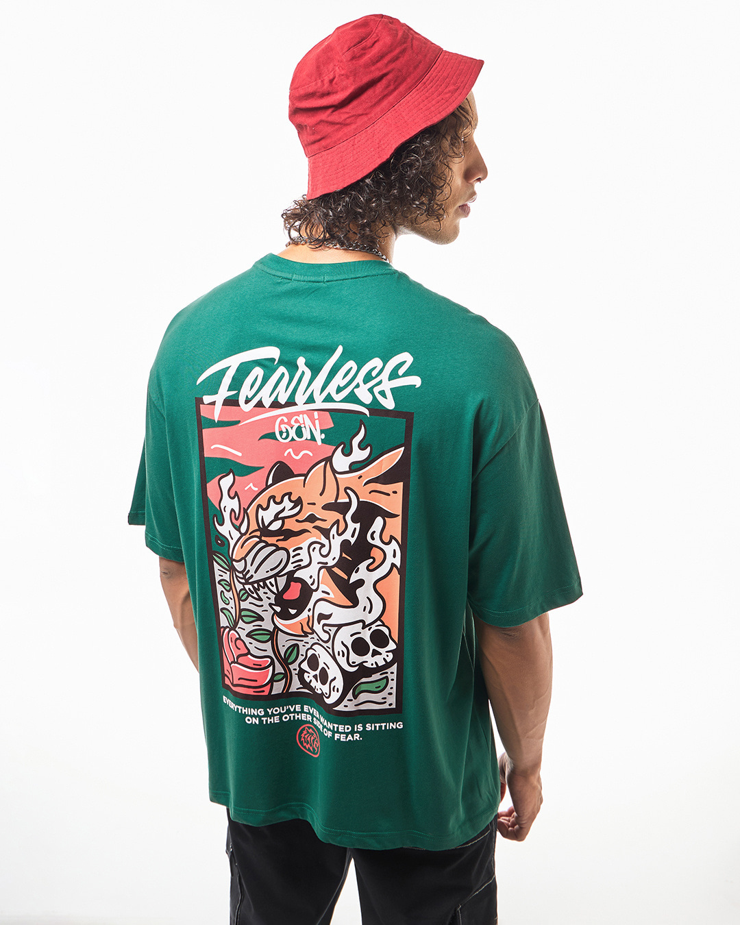 Buy Mens Green Fearless Graphic Printed Super Loose Fit T Shirt Online At Bewakoof 2114