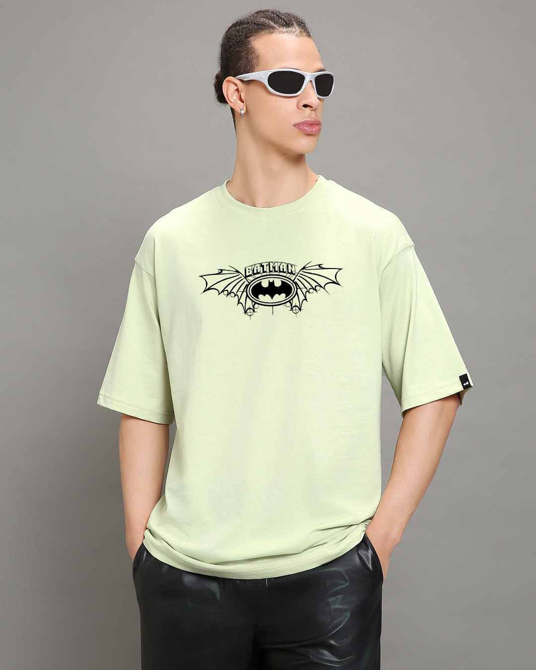 Shop Men's Green Fight The Joker Graphic Printed Oversized T-shirt-Back