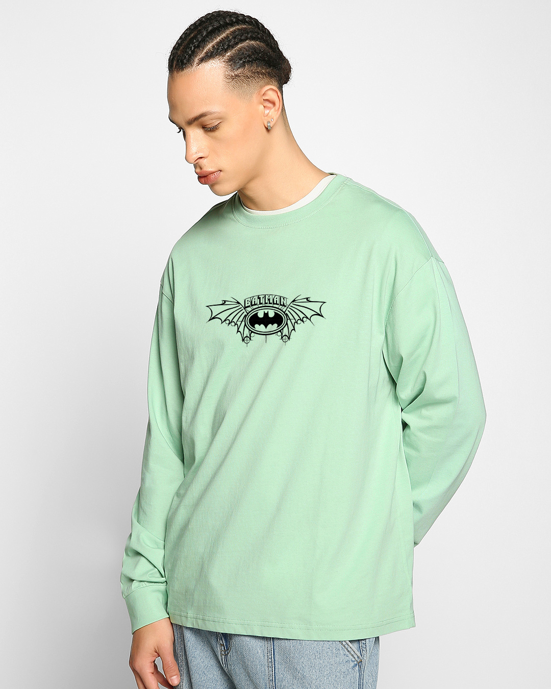 Shop Men's Green Fight The Joker Graphic Printed Oversized T-shirt-Back