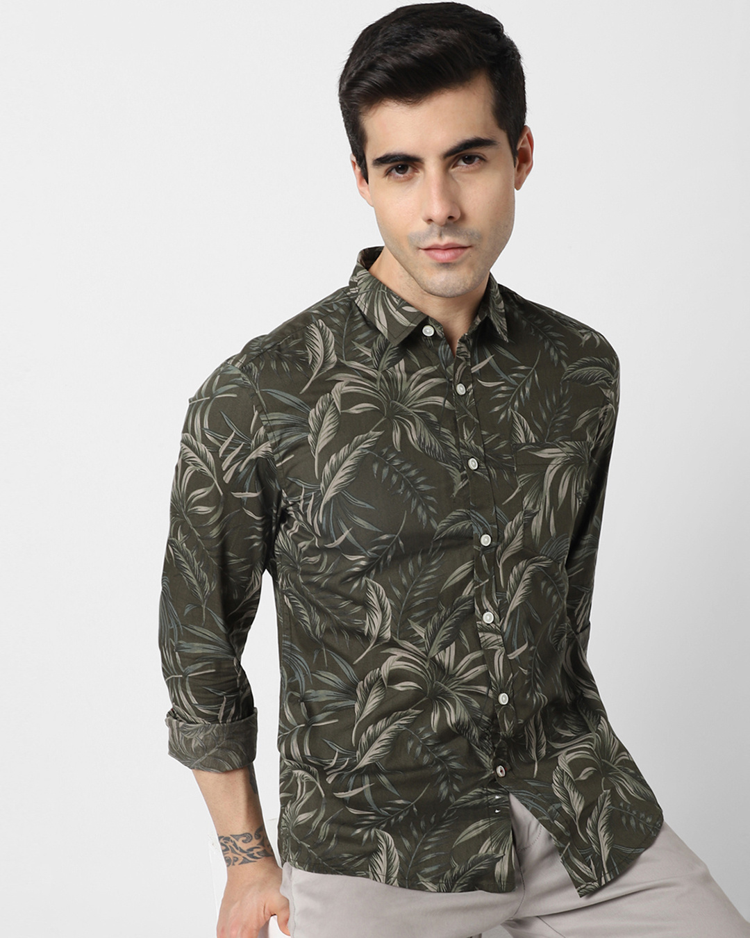 Buy Men's Green Floral Printed Shirt for Men Green Online at Bewakoof