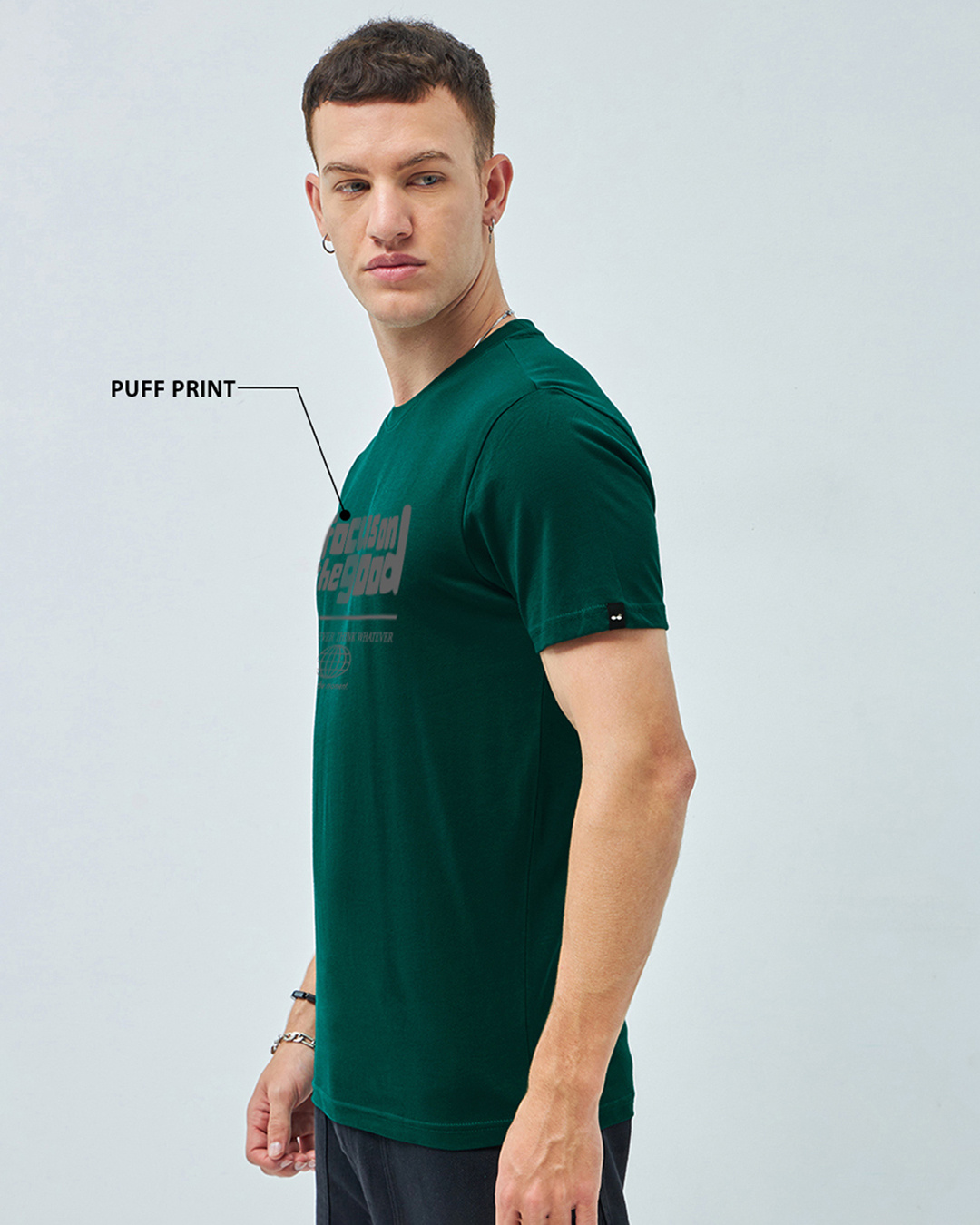 Shop Men's Green Focus Typography T-shirt-Back
