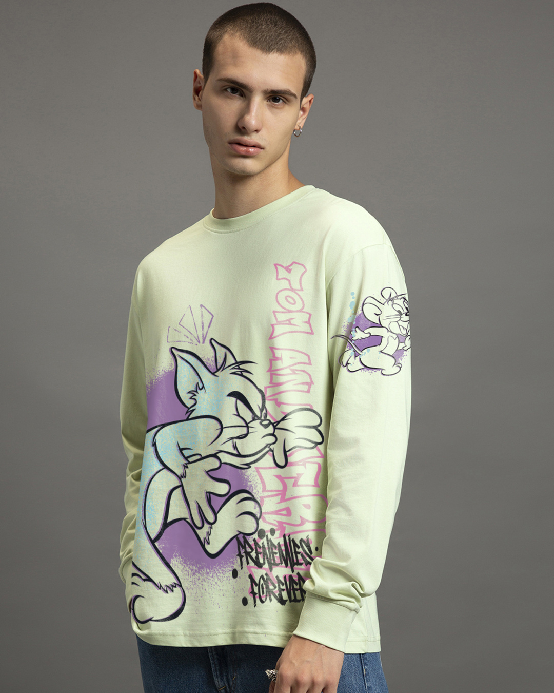 Shop Men's Green Frenemies Forever 02 Graphic Printed Oversized T-shirt-Back