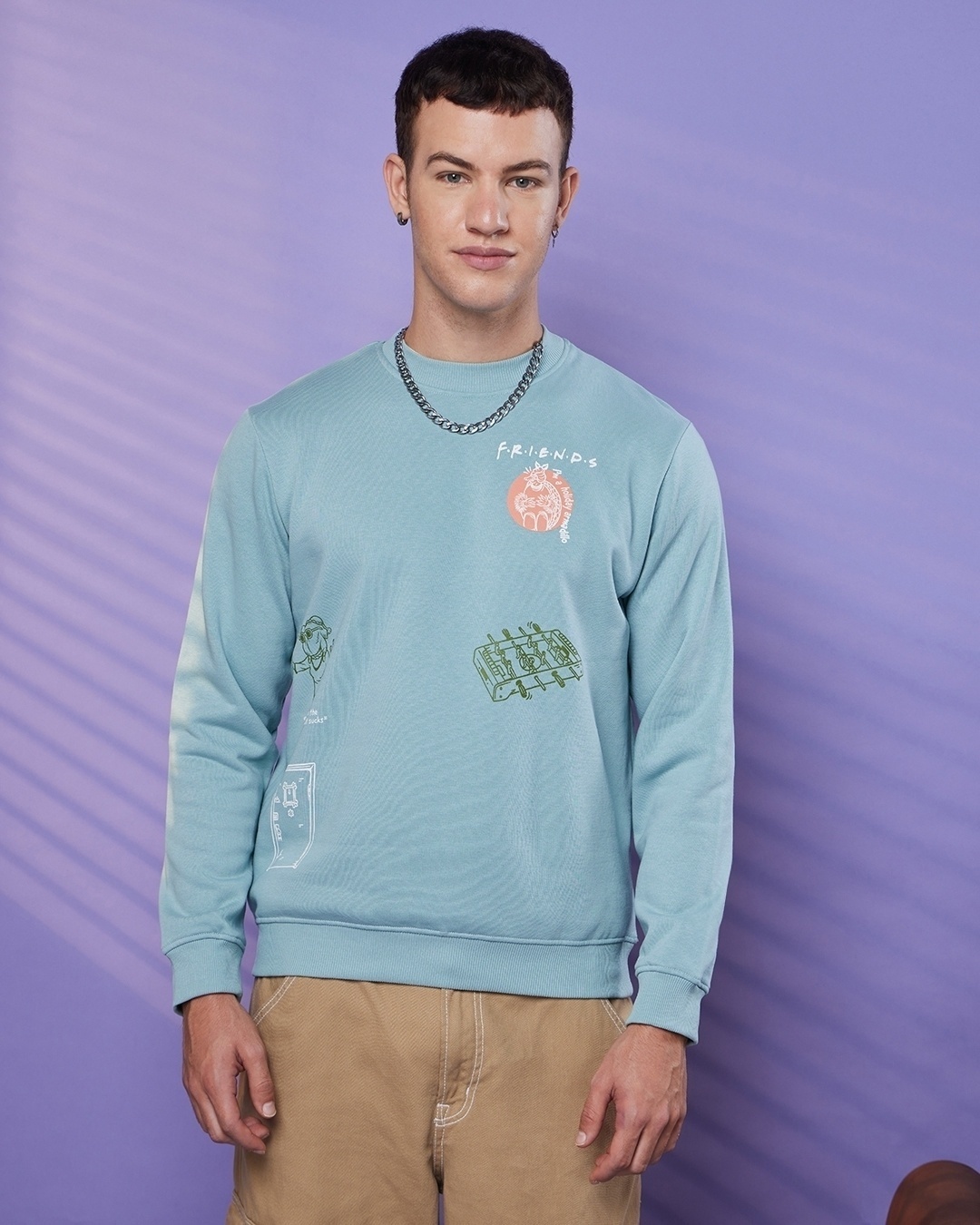 Shop Men's Green Friends For Ever Graphic Printed Sweatshirt-Back