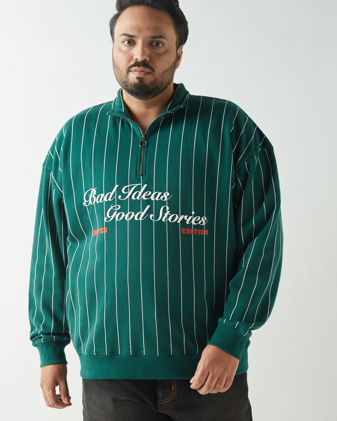 Shop Men's Green Typography Oversized Plus Size Sweatshirt-Back