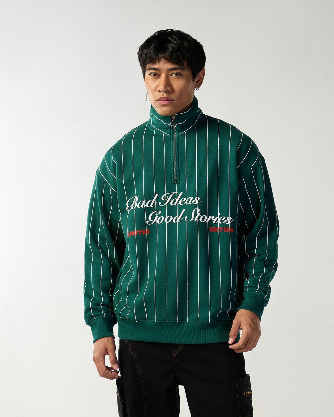 Shop Men's Green Typography Oversized Sweatshirt-Back