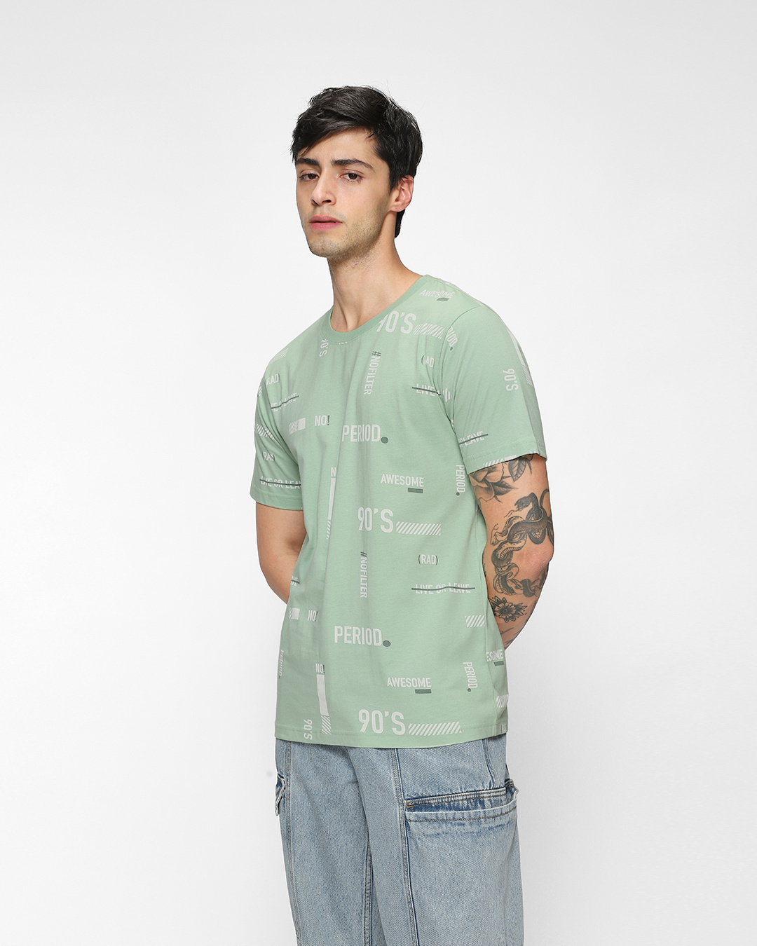 Shop Men's Green Grpahic Printed T-shirt-Back