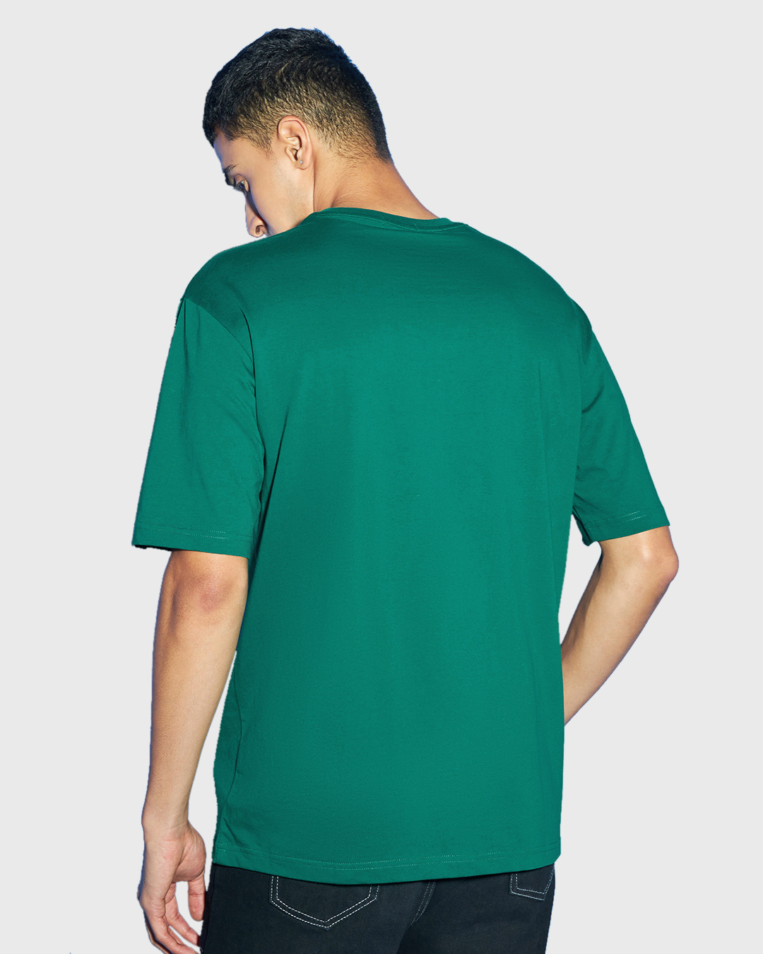 Shop Men's Green Gyaan Typography Oversized T-shirt-Back