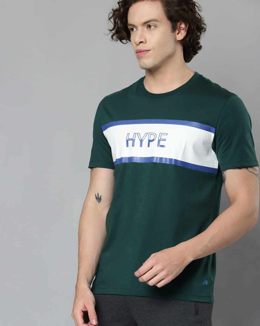 Shop Men's Green Hype Typography Slim Fit T-shirt-Back