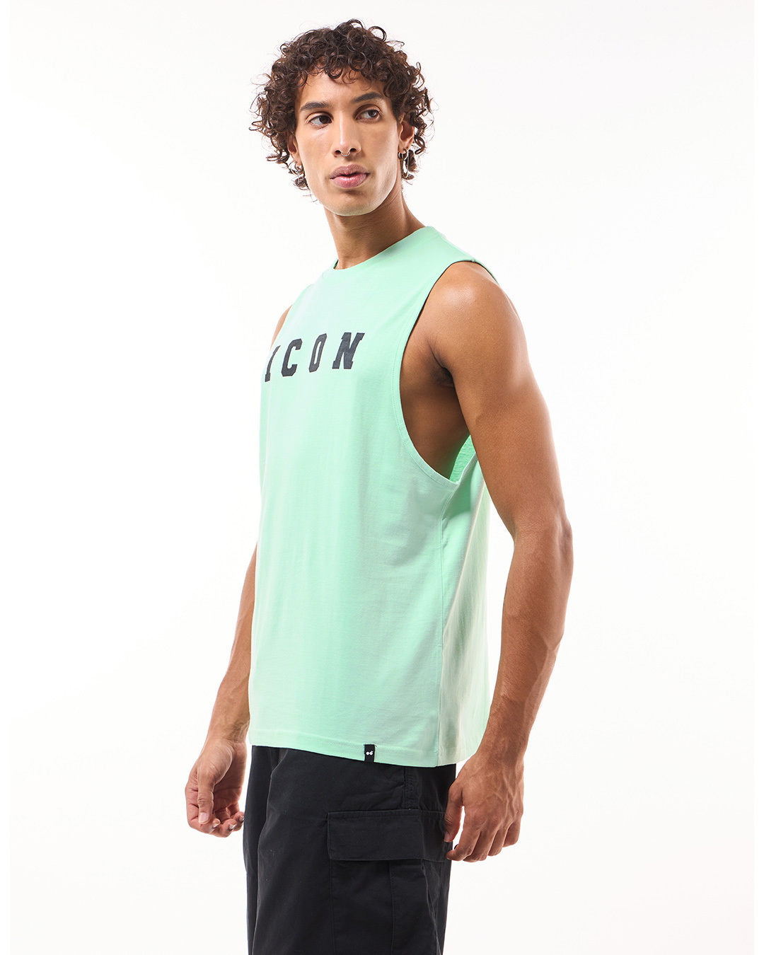 Shop Men's Green Icon Typography Oversized Vest-Back