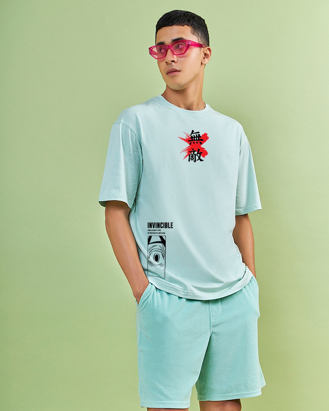 Buy Men's Green Invincible Graphic Printed Oversized T-shirt Online at ...