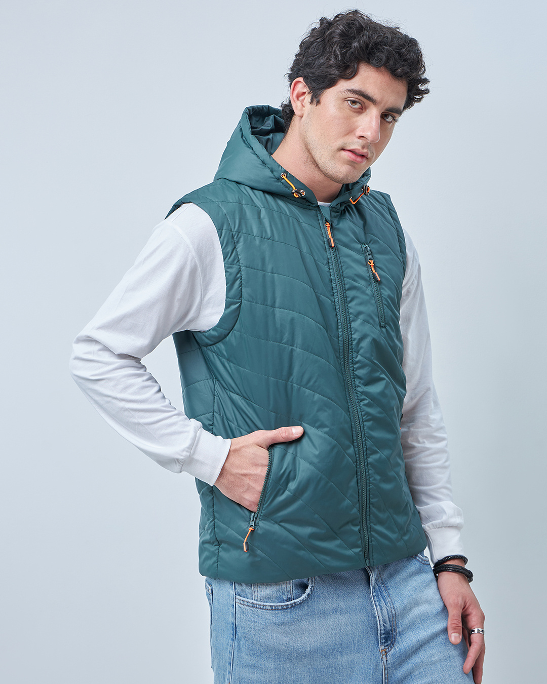 Shop Men's Green Puffer Jacket-Back