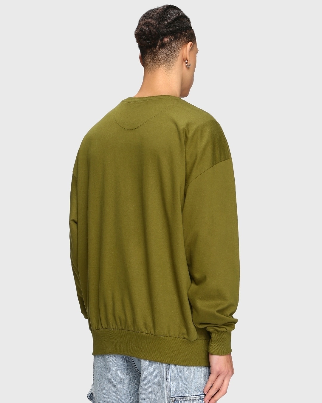 Shop Men's Green Jesus Said Just Chill Graphic Printed Oversized Sweatshirt-Back