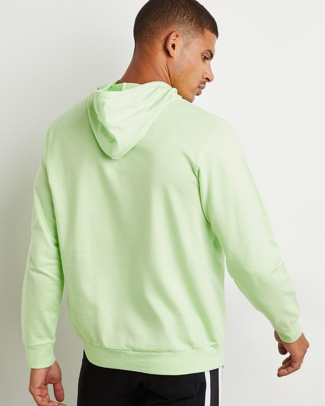 Shop Men's Green Kangaroo Pockets Hoodie-Back