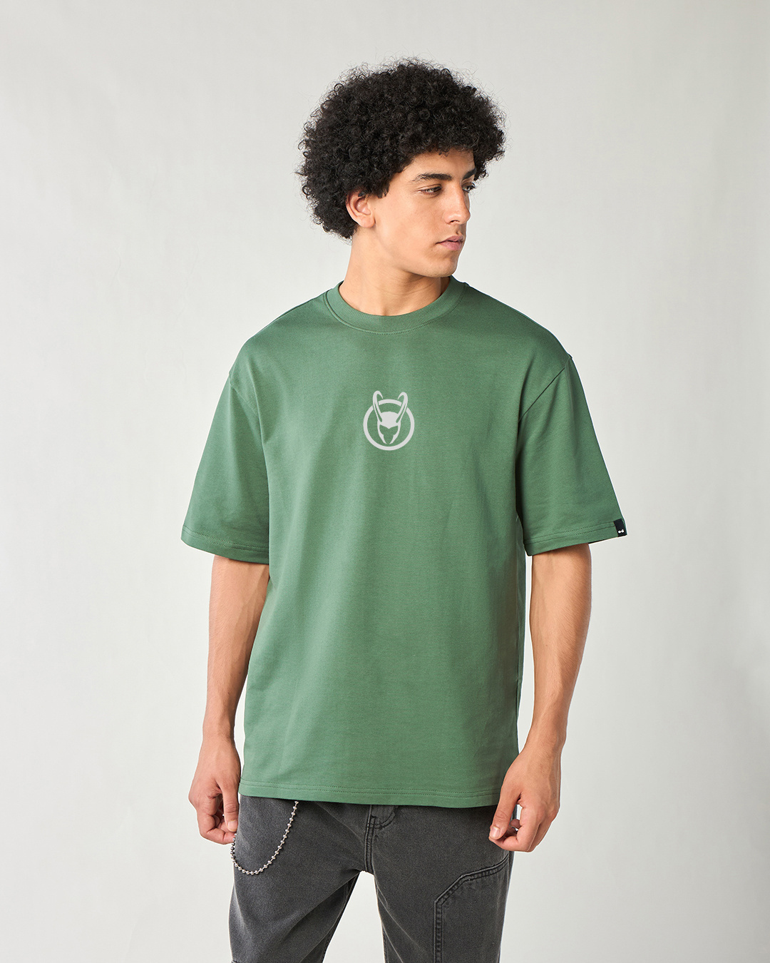 Shop Men's Green Loki Graphic Printed Oversized T-shirt-Back