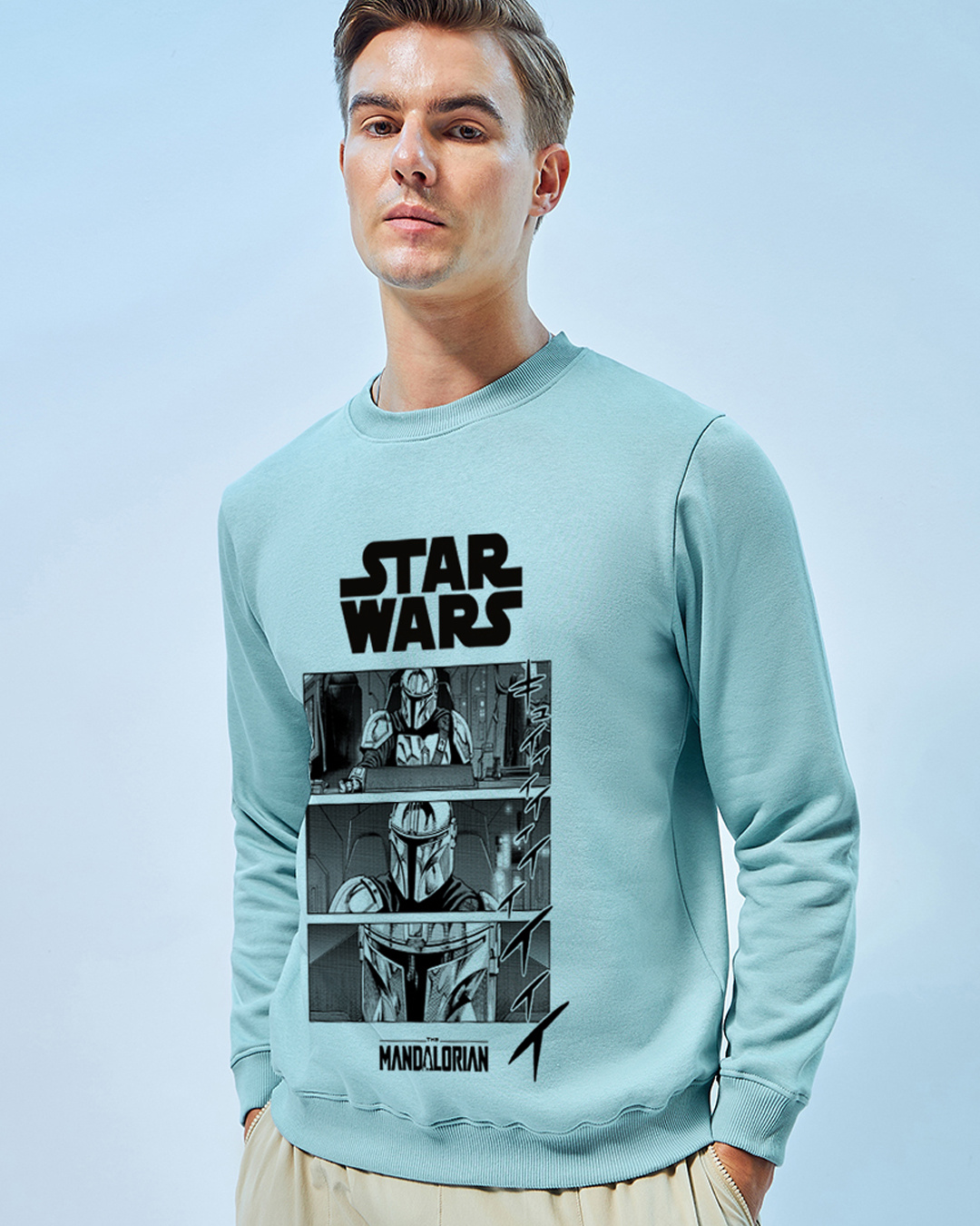 Buy Men's Cyan Mando Graphic Printed Sweatshirt Online at Bewakoof