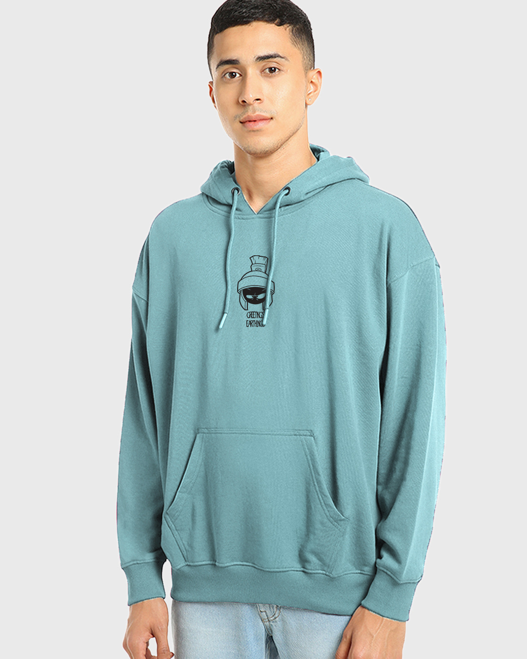 Shop Men's Green Marvin Graphic Printed Oversized Hoodies-Back