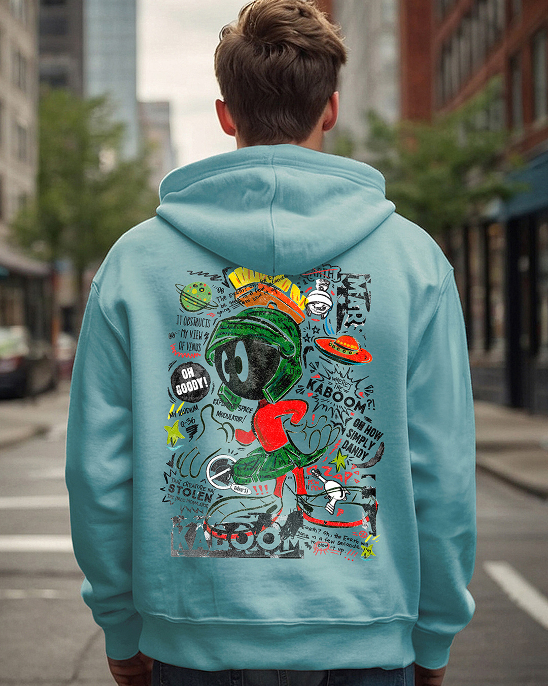 Buy Men's Green Marvin Graphic Printed Oversized Hoodies Online at Bewakoof