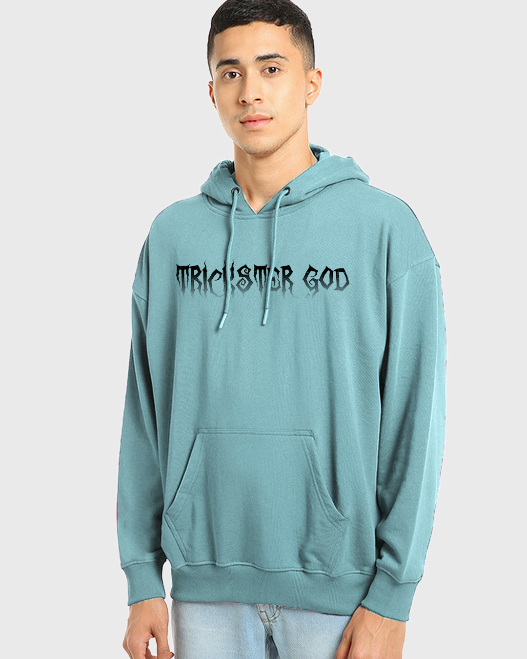 Shop Men's Green Monkey King Graphic Printed Oversized Hoodies-Back