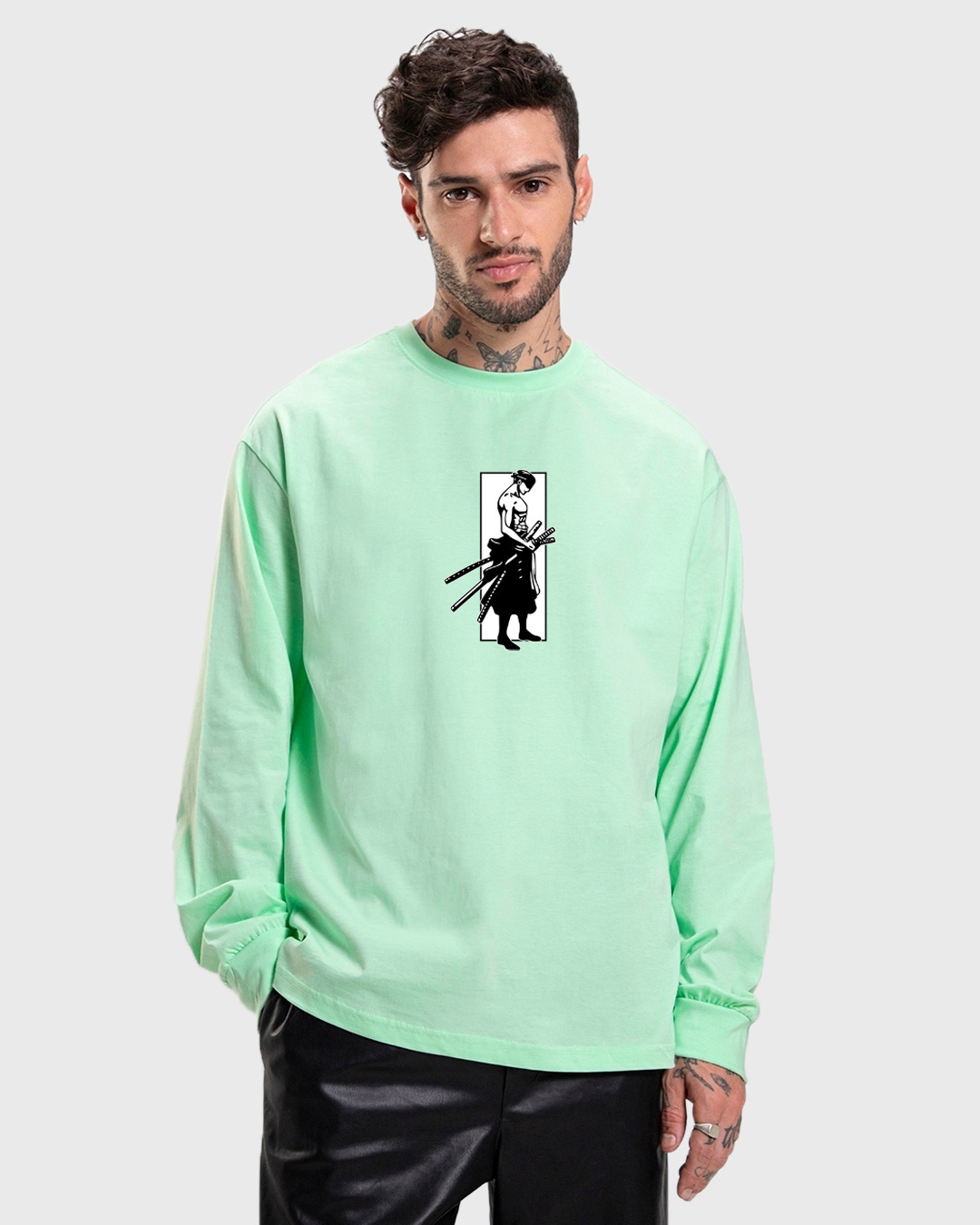 Shop Men's Green Moss Head Graphic Printed Oversized T-shirt-Back