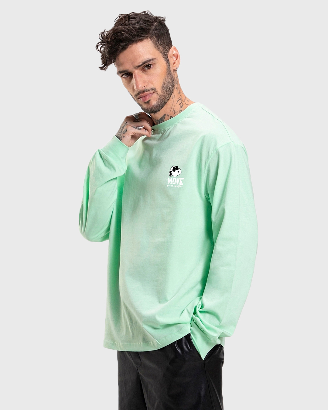 Shop Men's Green Move On Graphic Printed Oversized T-shirt-Back