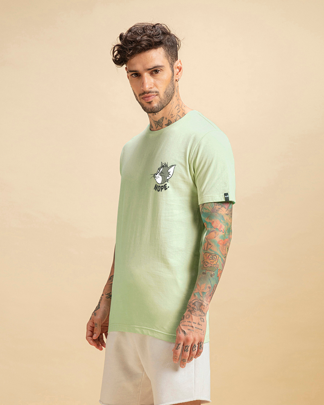 Shop Men's Green Nope Graphic Printed T-shirt-Back